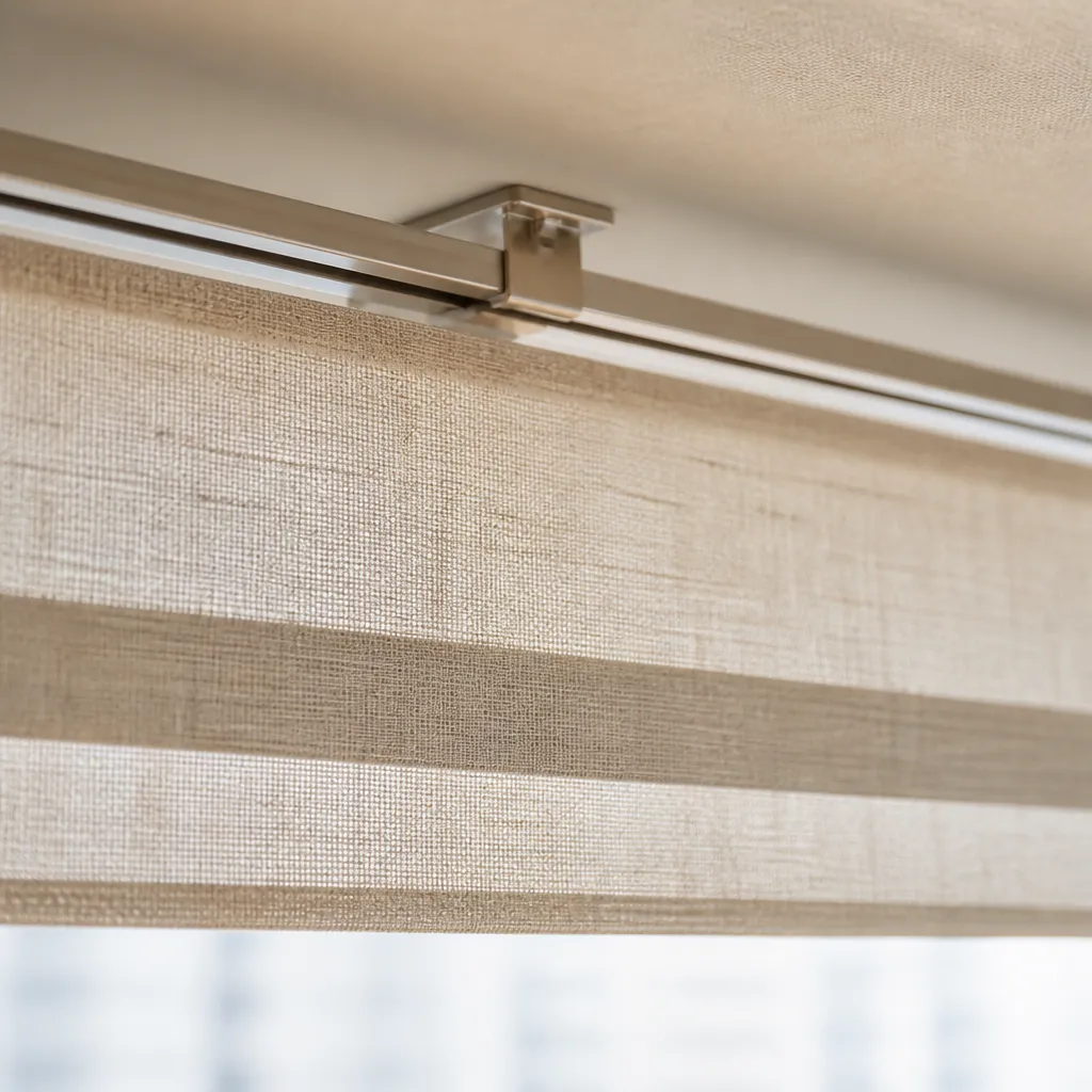 거실블라인드 완성된 창가 모습
