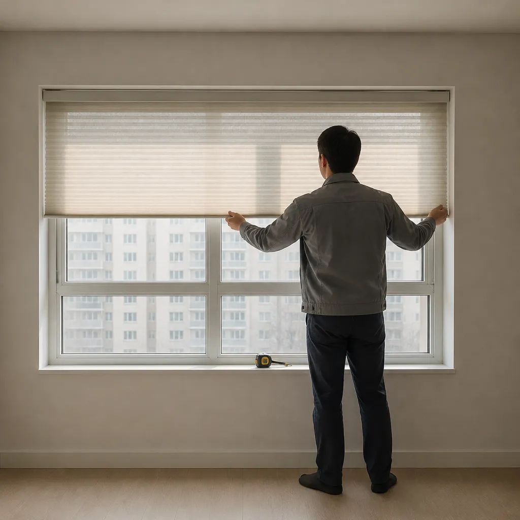 블라인드 완성된 창가 모습