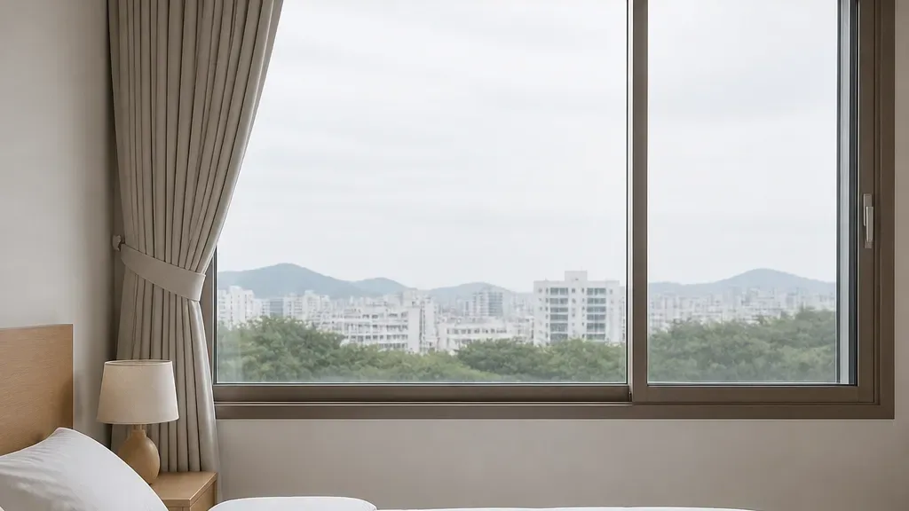 거실커튼이 필요할 때의 창가 모습