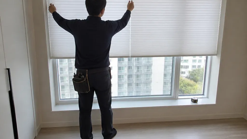 블라인드 교체가 필요한 창가 예시